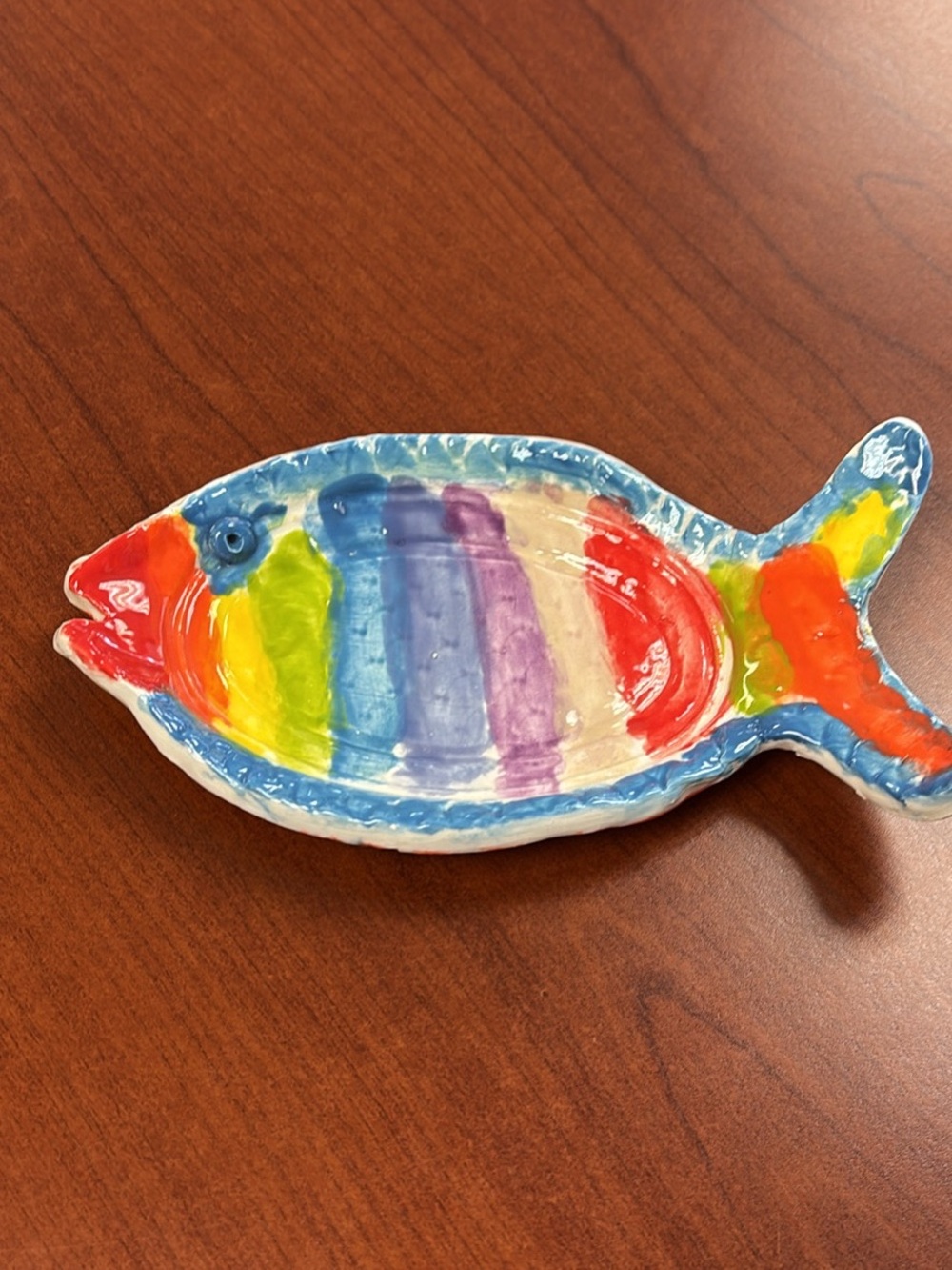 Handmade Rainbow Fish Ceramic Dish Made in Muncie